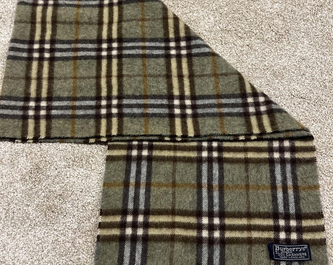 Burberry Of London 100% Cashmere Scarf Authentic Nova Check Fringe Unisex VTG