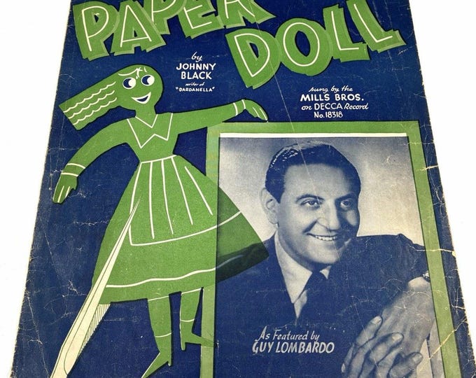 Vintage Paper Doll Sheet Music Johnny Black Mills Brothers Guy Lombardo 1940s