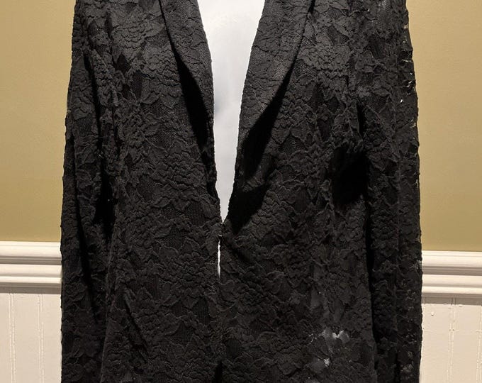 INC Black Lace Blazer – Sheer Back Bolero Women’s Medium