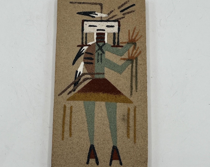 Navajo Indian Sand Painting "Camel God" by Fester 6”x3”