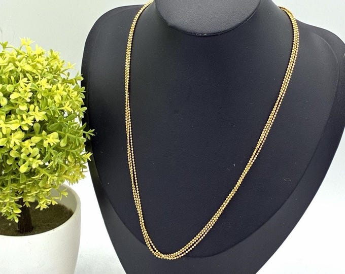 Avon Gold Tone Faceted Bead Ball Chain Necklace 16 Inch Lobster Clasp