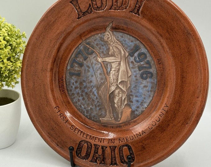 Lodi Ohio Bicentennial Plate 1976 Signed Numbered 128/500 Chief Hopocan Studio