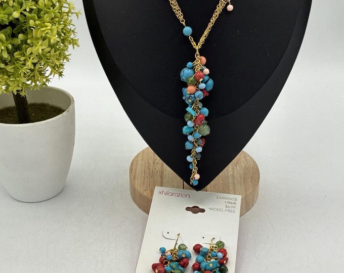 Vintage 2006 Target Xhilaration Necklace Earrings Set Y2K Beaded Jewelry