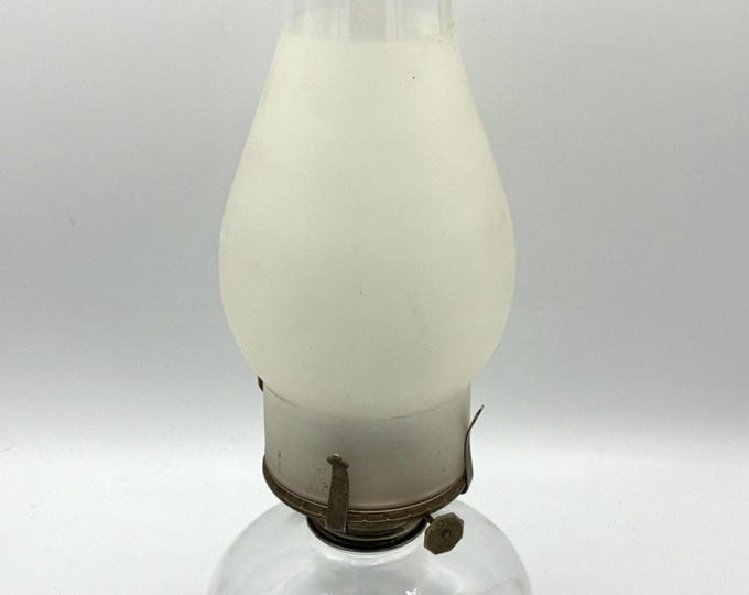 Vintage Kaadan Ltd Oil Lamp Clear Glass Frosted Chimney 13 Inch