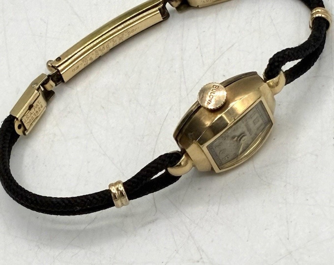 1947 Bulova Ladies Watch 10K Gold Filled Original Forstner Band Swiss Untested
