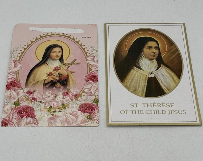 Vintage St Therese Little Flower Holy Card Lot of 2 Novena Rose Prayer