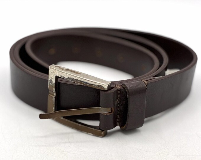 Kenneth Cole Men’s Brown Leather Belt Size 42 Made Argentina Silver Buckle