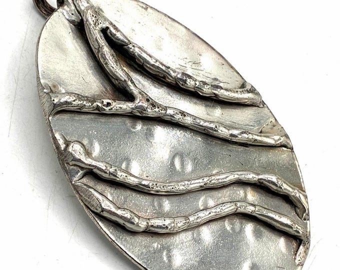 Vintage Brutalist Silver Tone Pendant 3” Abstract Branch Artisan Modernist