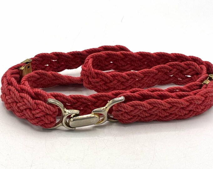 Vintage Revcor Red Braided Rope Belt Gold Tone Hardware 34 Inch