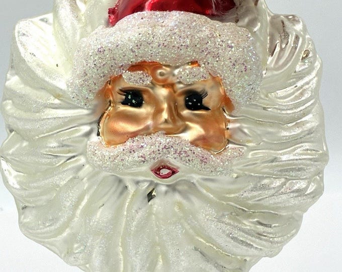 Christopher Radko Winter Winds Santa Glass Ornament, Vintage 1990s Christmas