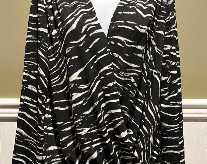 INC Zebra Print Surplice Top – Bishop Sleeve Women’s Medium NWT