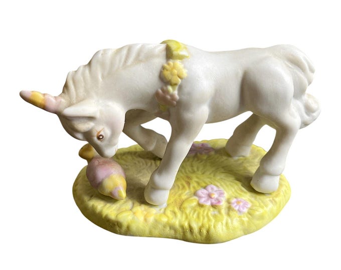 Vintage 1982 Wallace Berrie Fantasy Series Porcelain Unicorn Snail Figurine 4"