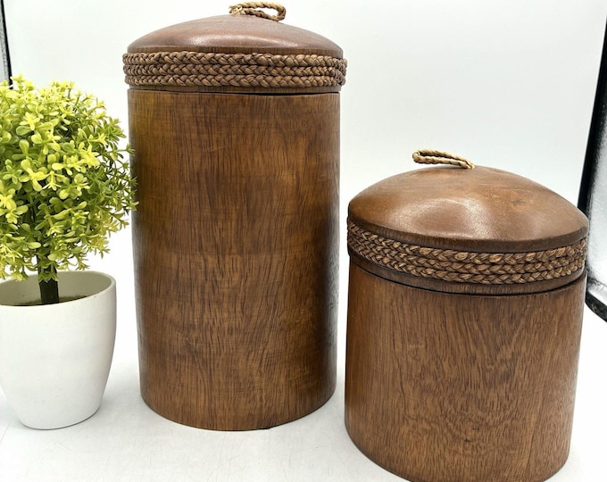 Sedlak Interiors Interlude Home Wood Canister Set Braided Lids Thailand