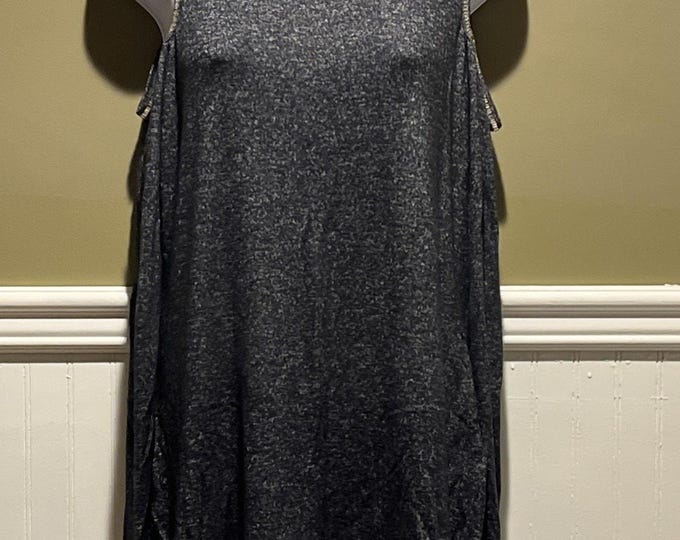 INC Blue Cold Shoulder Top – Rhinestone Trim Women’s Medium