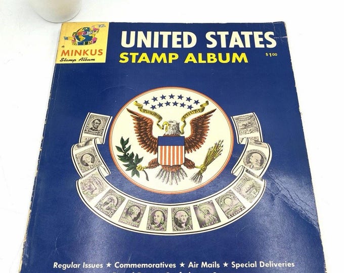 Vintage 1963 Minkus United States Stamp Album Partially Filled Collection