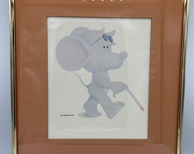 1980 Stewart Moskowitz Incredible Artwork Jive Mouse Matted And Framed MCM Art