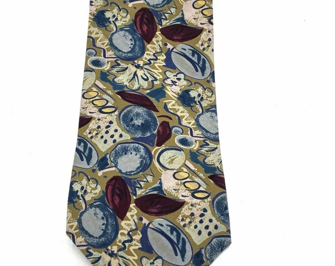 David Lawrence Silk Necktie Vintage Abstract Novelty Art Print Mens Tie
