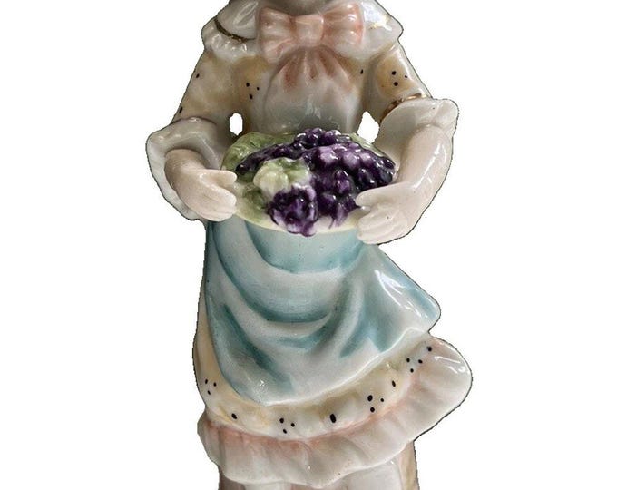 Vintage Ardalt Lewile Bisque Figurine 6592 Girl Grapes Basket Japan