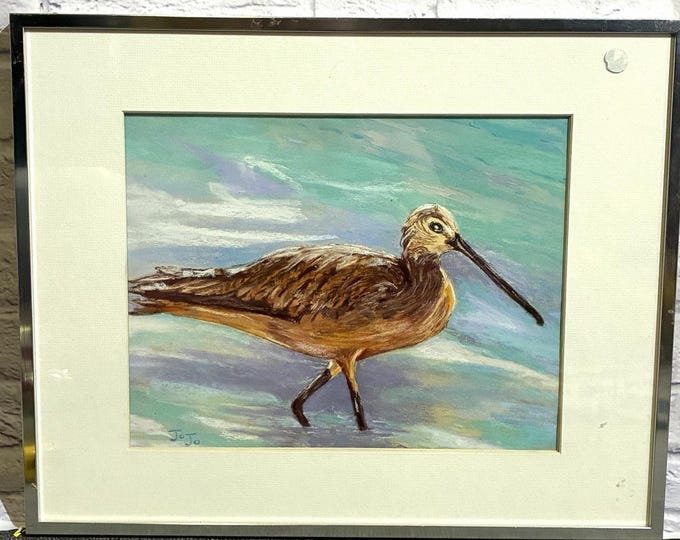 Wanda Moore Original Pastel The Lonely Curlew Bird Art Port Aransas TX 20x16