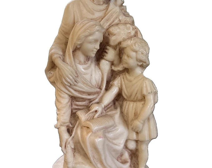 Vintage Italy Holy Family Resin Statue Mary Joseph Jesus 6.5" Religious Decor