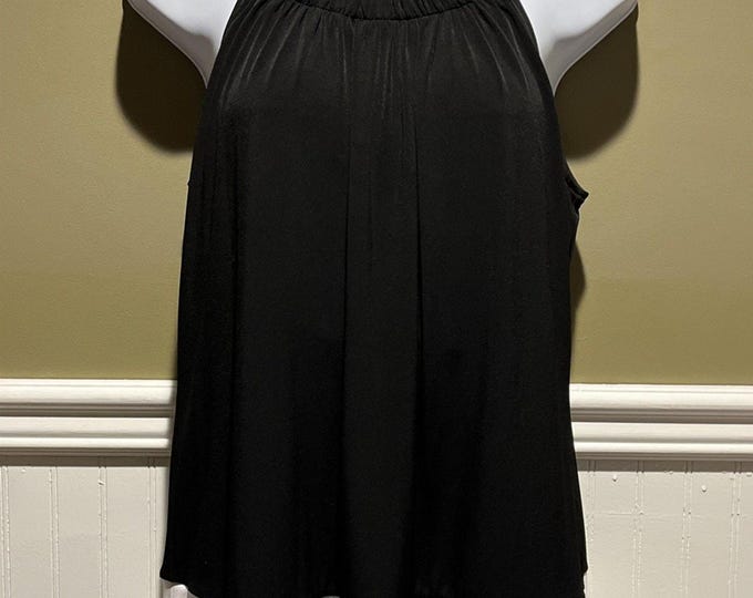 Calvin Klein Colorblock Halter Tank • Black & White • Faux Leather Neck • Women’s S • NWT