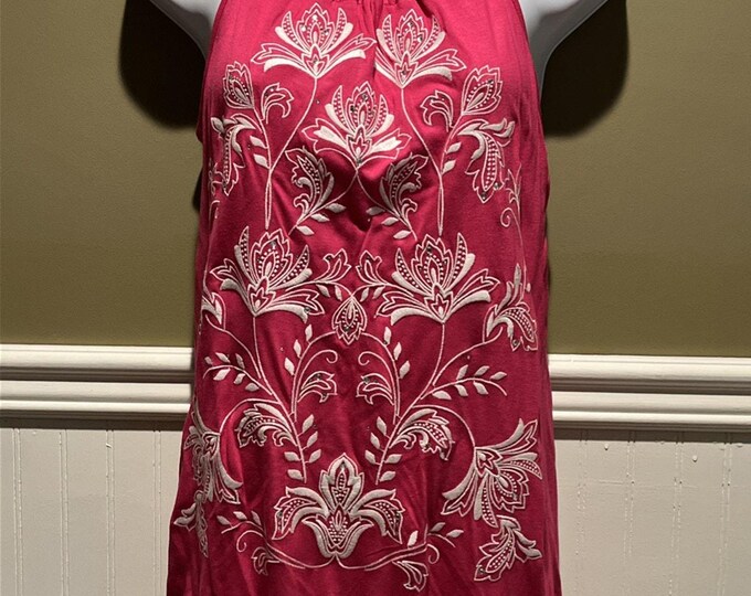 NWT INC Pink Embroidered Floral Tank – Sleeveless Boho Top – Women’s S