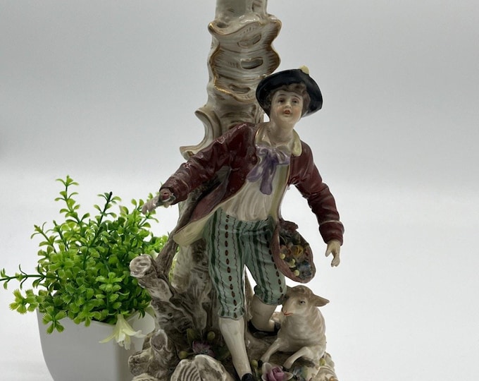 RARE Antique 1864 Royal Vienna Candlestick Victorian Hand Painted 12.5” READ