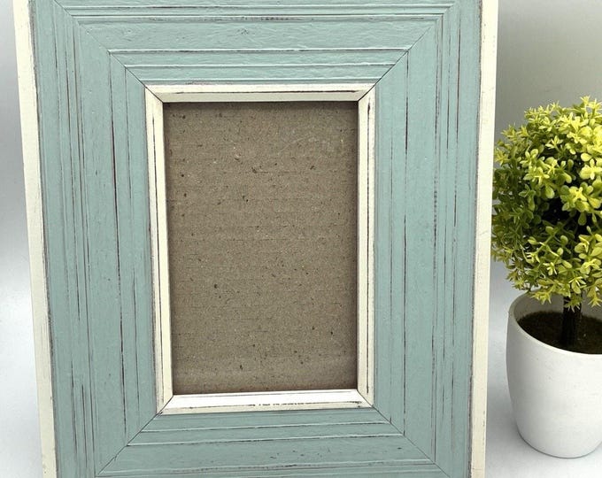 Lane Furniture Distressed Teal & Cream Farmhouse Picture Frame 4x6