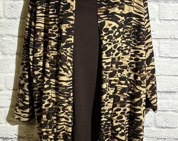 Cathy Daniels XL Animal Print Layered Top Attached Brown Tank Tunic