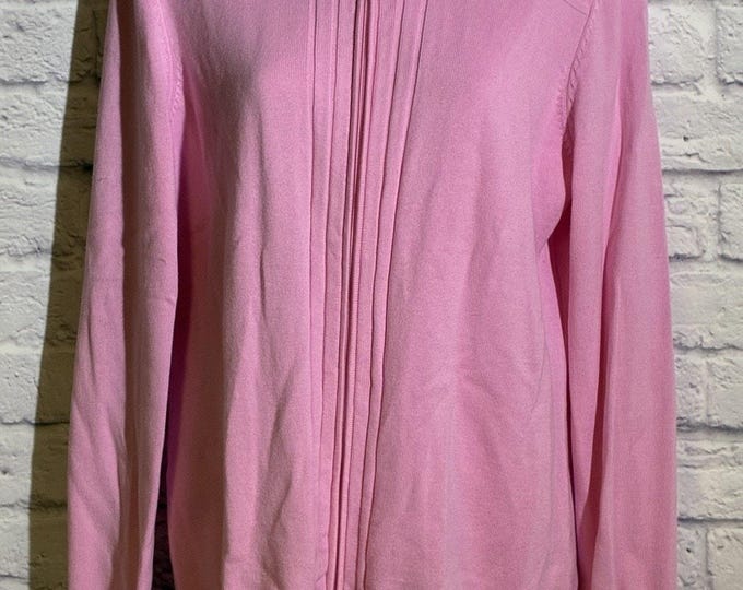 N’Vo by Lanctot Pink Full Zip Sweater Size L Golf Activewear Two Zippers