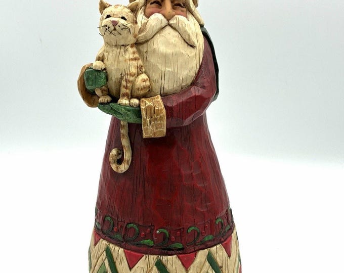 Vintage 2002 Jim Shore Santa with Cat 105167 First Year Heartwood Creek 10"