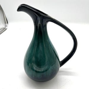 Blue Mountain Pottery Canada Drip Glaze Pitcher – Green & Black 10.5” Vintage BMP