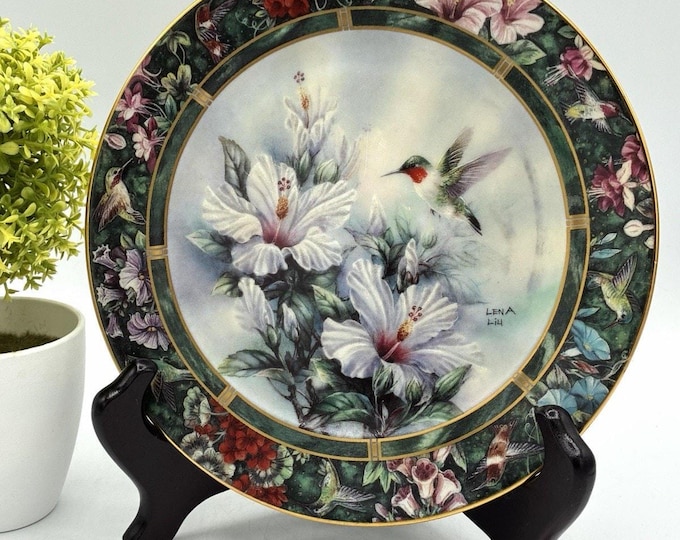 Lena Liu Ruby Throated Hummingbird WS George 1992 First Issue Collector Plate