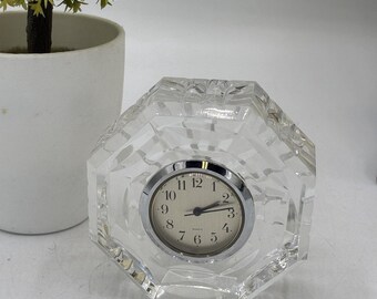 Reloj de escritorio octogonal de cristal Waterford de 7,6 x 7,6 cm (pequeño pisapapeles) - Irlanda
