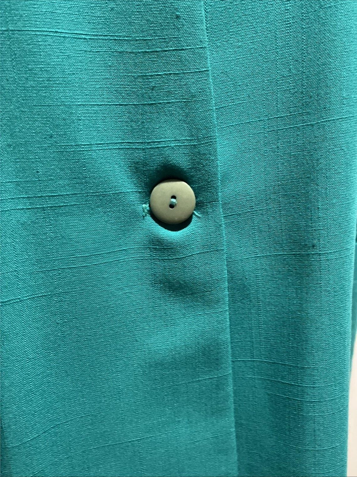 Vintage Claude Green Short Sleeve Blazer Jacket Size 16 Retro 1980s Pockets, Foto 3 von 5