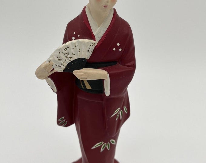 Vintage Ucagco Asian Lady Kimono Figurine Hand Painted Ceramic Japan 10"