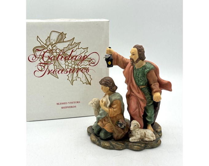 Vintage Avon 2002 Holiday Treasures Nativity Blessed Visitors Shepherds