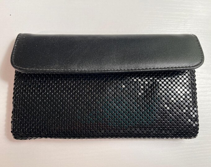 Vintage Whiting and Davis Black Mesh Clutch Wallet Formal Evening Bag