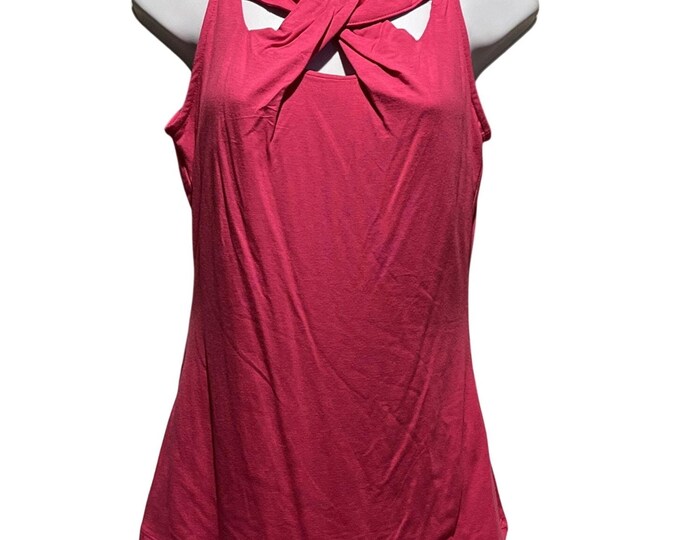 NWT INC Fuchsia Twist‑Neck Top – Sleeveless Modern Blouse – Women’s M