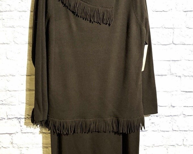 NWT Amanda Smith Brown Maxi Skirt Shawl 2 Piece Set Womens L