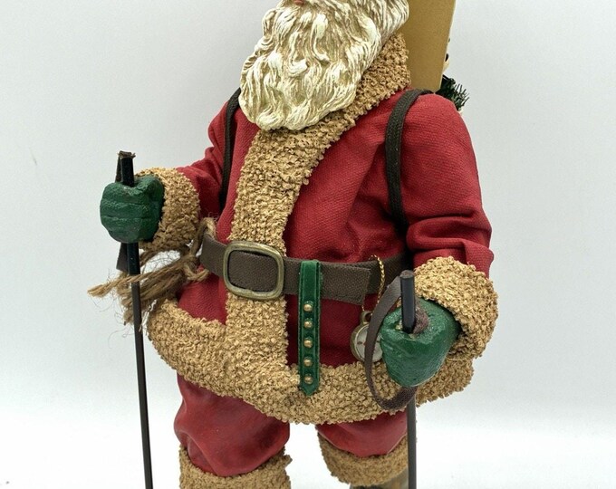 Midwest Importers Cannon Falls Skiing Santa Figure 12” Reindeer Backpack Skis
