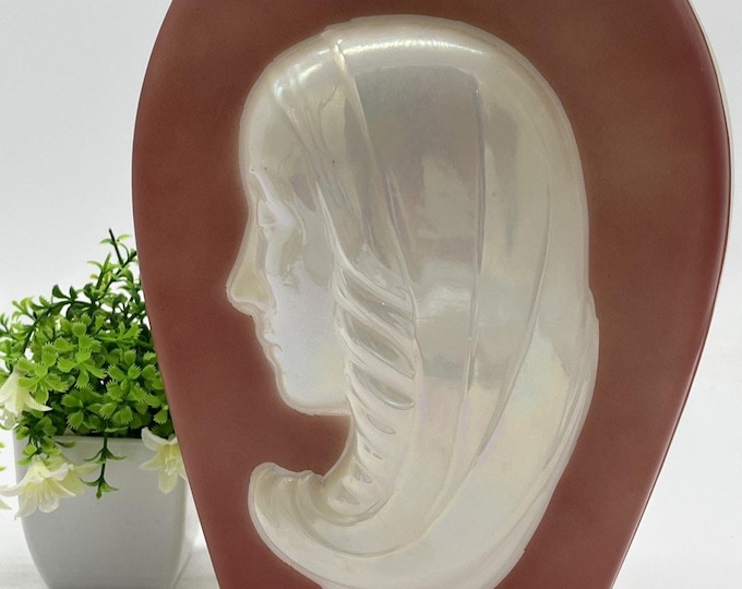 Consolidated Phoenix Glass Cameo Frosted Madonna Pillow Vase Art Deco Coral Red