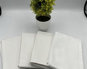 Servilletas de papel de cocina blancas de sarga de algodón grueso, juego de 4, estilo restaurante, 18x19 pulgadas.