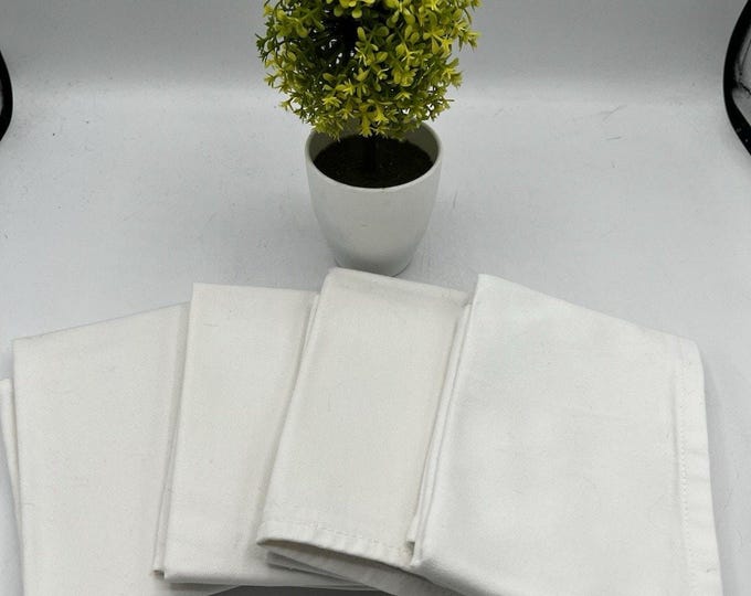 White Heavy Cotton Twill Dinner Napkins Set of 4 Restaurant Style 18x19