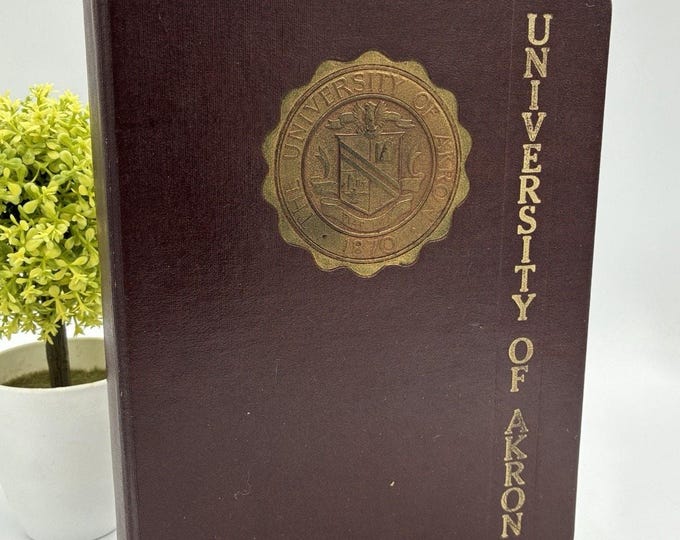 Vintage University of Akron Leather 3 Ring Binder Genuine Trussell USA Made