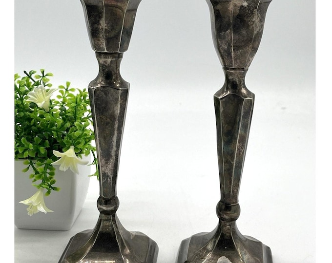 Zodax Silver Plate Candlestick Holders Pair 8.5 Inch Made in India