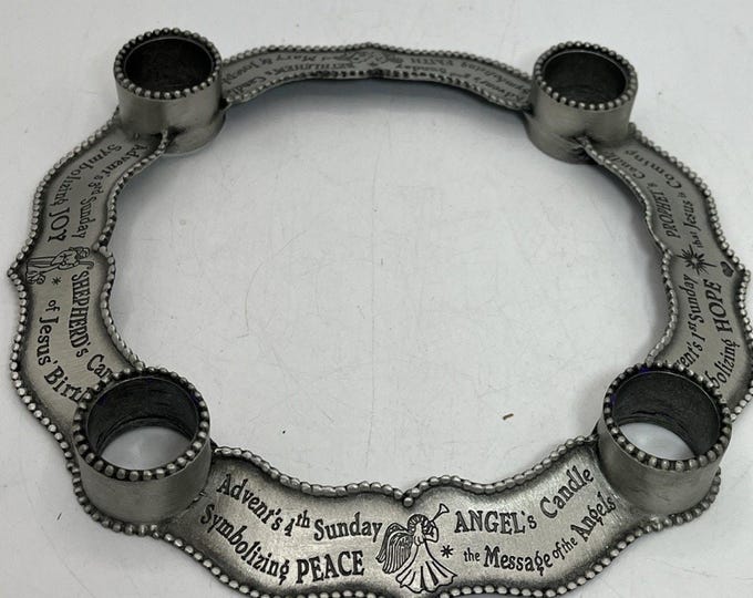 Cathedral Art AD115 Pewter Four Weeks of Advent Candleholder Wreath 7 Inch