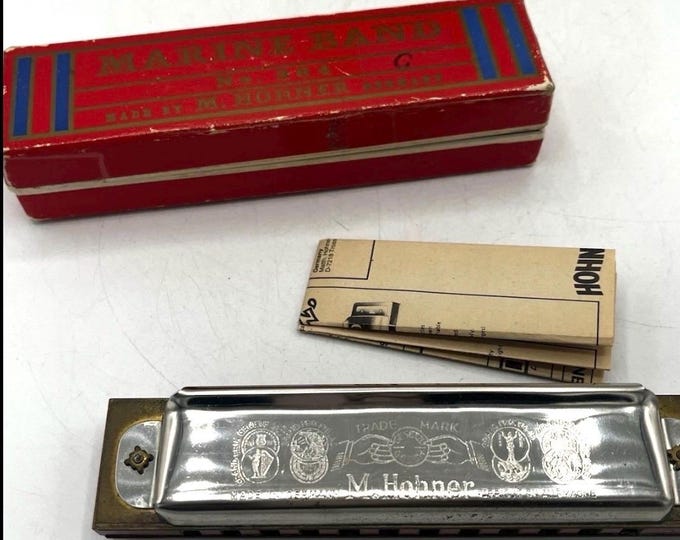 Vintage Hohner Marine Band No 364 Harmonica Key C Germany Box Instructions
