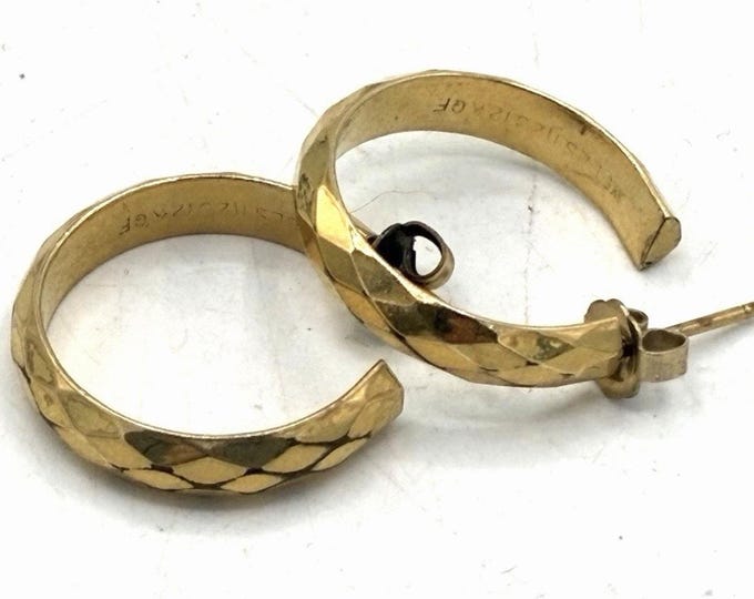 Wells 12K Gold Filled Hoop Earrings – Vintage Diamond Cut 1/20 GF