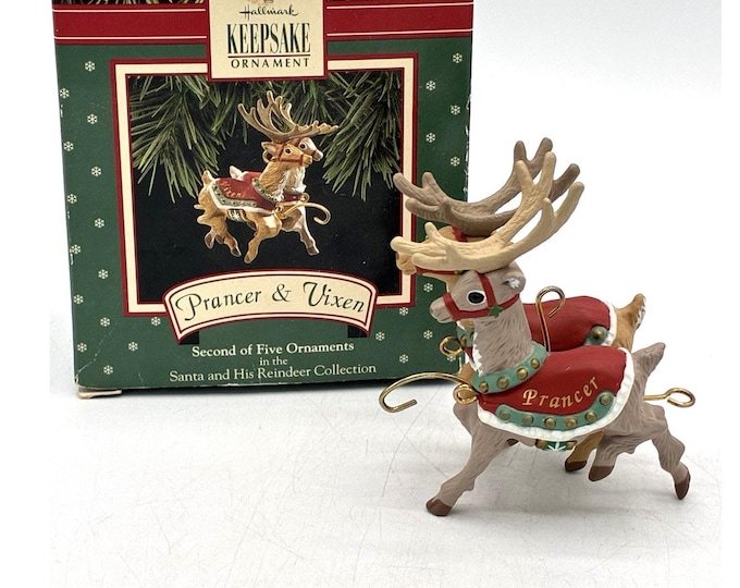 Hallmark Keepsake Prancer & Vixen Ornament 1993 Santa’s Reindeer NIB